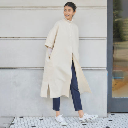 生成りリネン・シャツワンピース